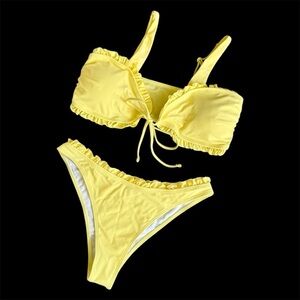 NWT Yum Yum Yellow Ruffle Bikini Size L